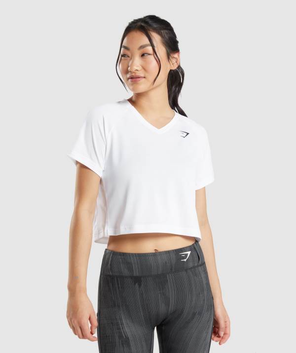 Damske Tricka Gymshark Sport Midi Biele | DL6159023